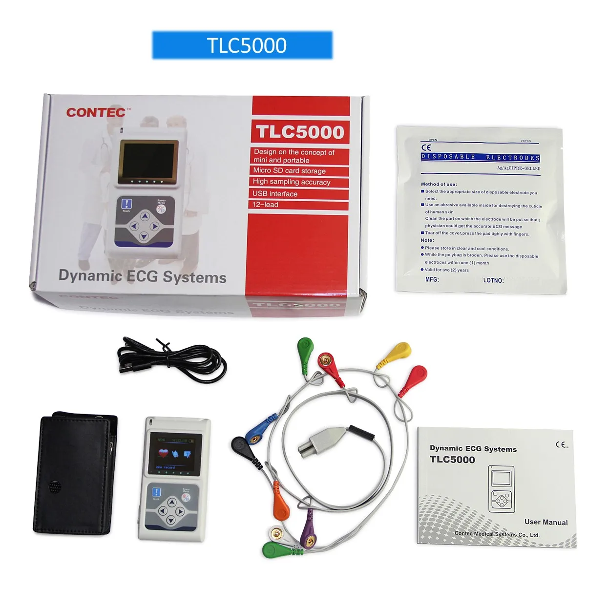 12 выводов 24 часа анализатор TLC5000 ручной динамический ЭКГ/ЭКГ Holter система мониторинга анализатор, программное обеспечение для ПК, USB ЭКГ Holter