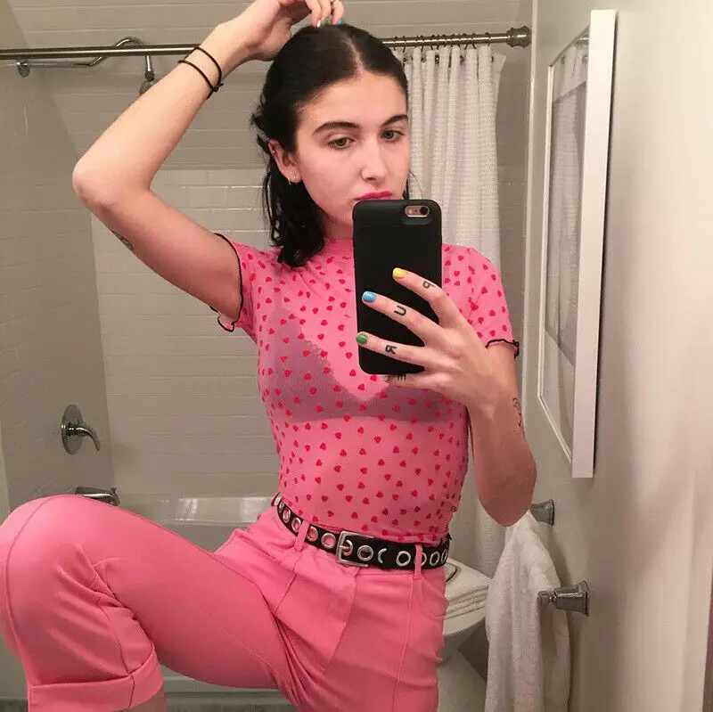 Сексуальный женский сетчатый короткий топ с коротким рукавом и высоким