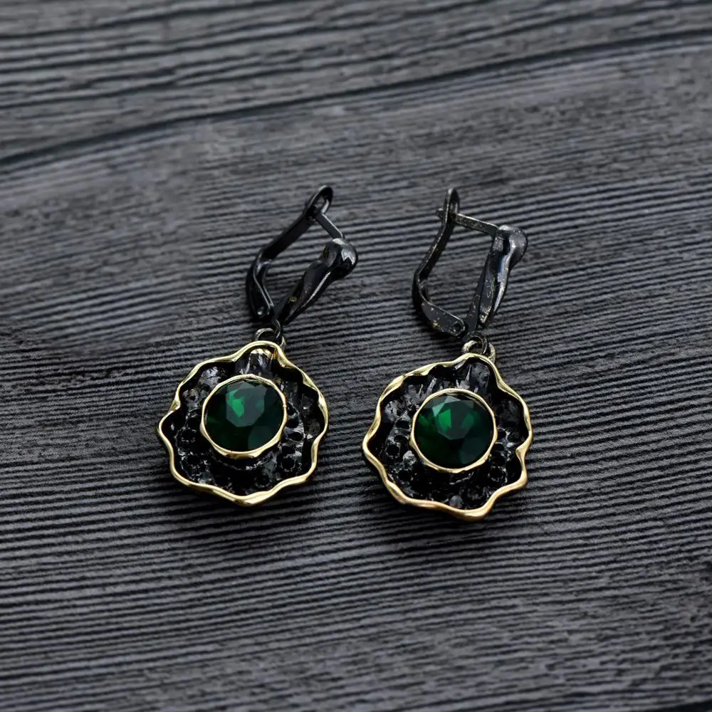 Кольцо и серьги Венская винтажная зеленая стразы ювелирные изделия Дубай модные