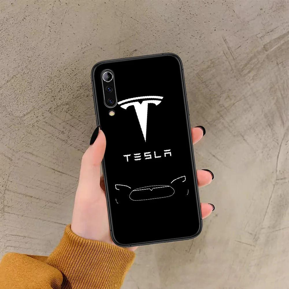

Electric Car Tesla logo Phone Case For Xiaomi Mi Note 10 A3 9 MAX 3 A2 8 9 Lite Pro Ultra black Bumper Soft Back Painting Cover