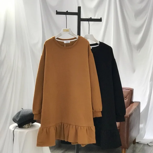 

Pregnancy Clothes Dress Autumn Winter Thicken Lantern Sleeve Maternity Clothing Dresses High Quality Ruffle Pregnant Dress New