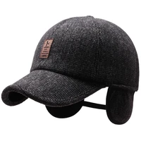 2020 new winter baseball cap for men with earflaps warm dad hat thickened cotton snapback caps ear protection fathers hats