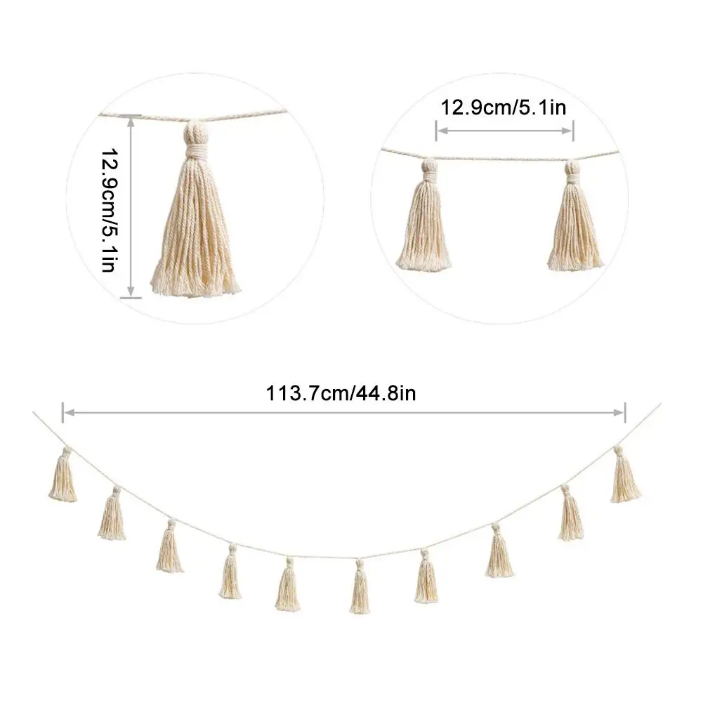 

INS Nordic Cotton Tassel Garland String Wall Handmade Hanging Ornaments Kids Room Decoration Baby Shower Party Banner Photo Prop