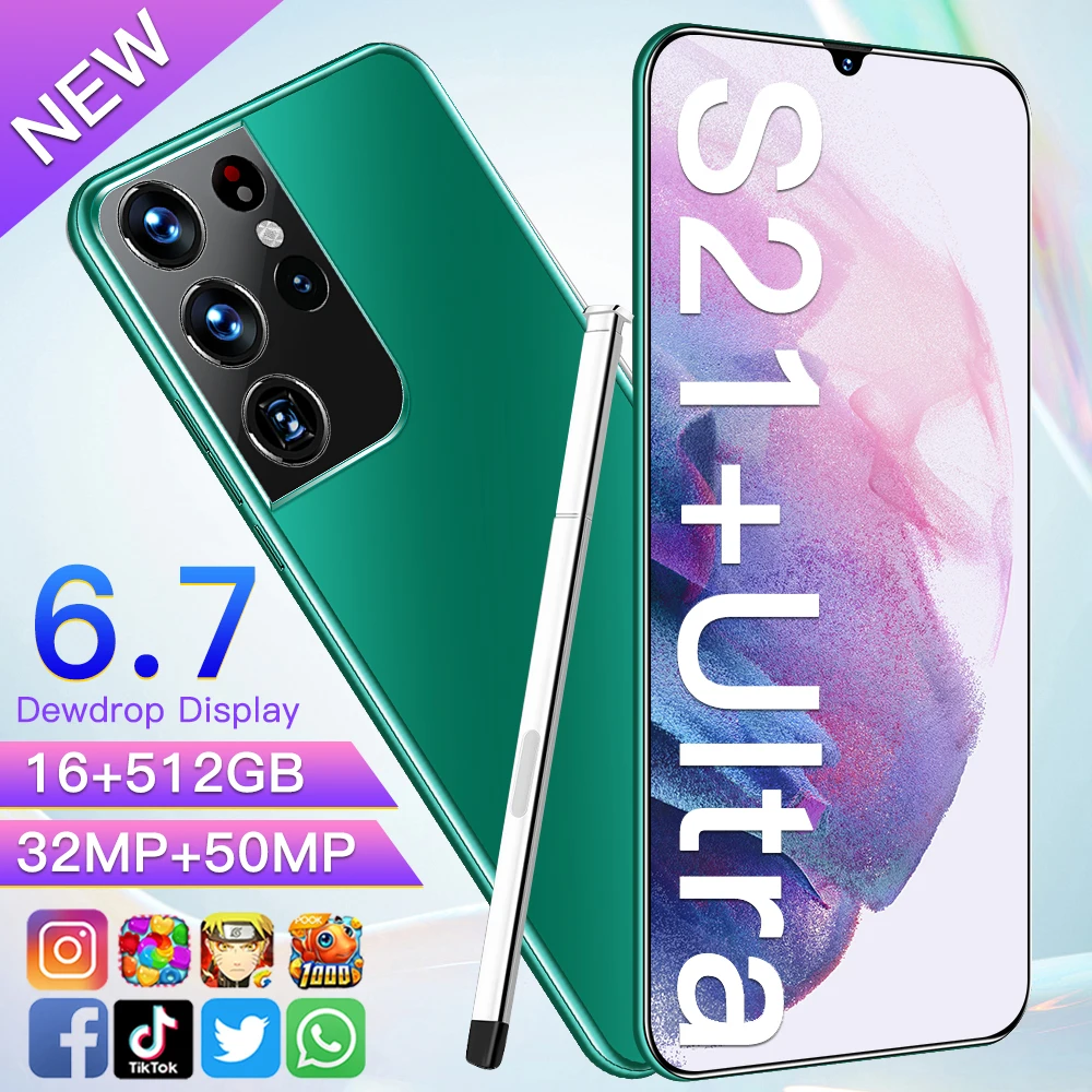 

Global Version S21+6.7-inch Smartphone 8G+256G Android Phone 32MP+50MP Camera 6800Mah Battery Support Google Play 5G Phone