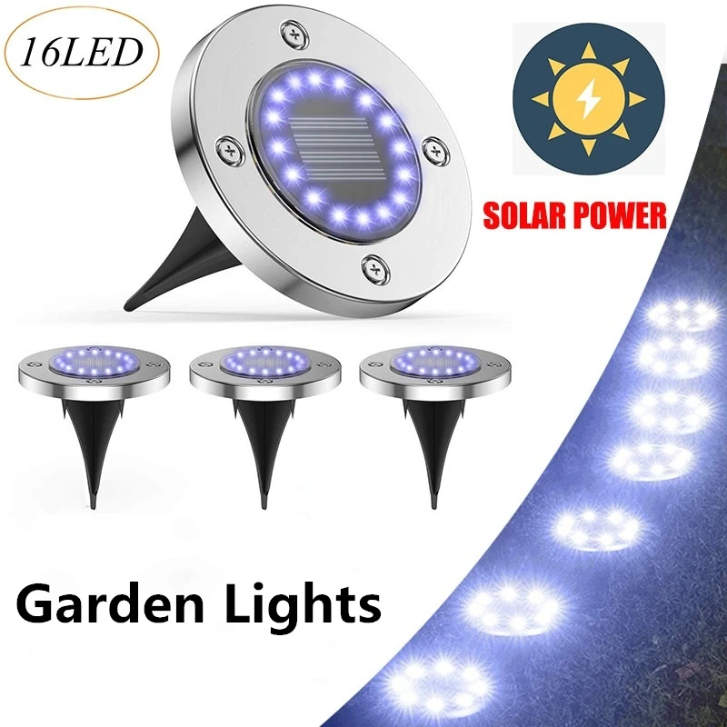 Солнечного сада светильник уличный газонный 16led солнечный путь диск s украшения