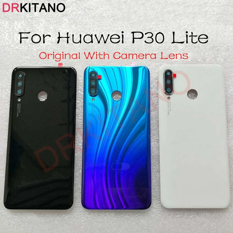Задняя крышка батарейного отсека для Huawei P30 Lite Nova 4e стеклянная с объективом