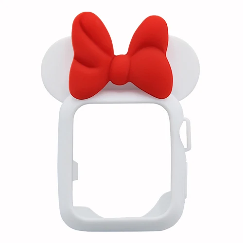 Чехол для apple watch band apple watch 4, 3, 5, 44 мм, 40 мм, iWatch band 42 мм, 38 мм, уши мыши, милый мультяшный защитный чехол - Цвет ремешка: white red