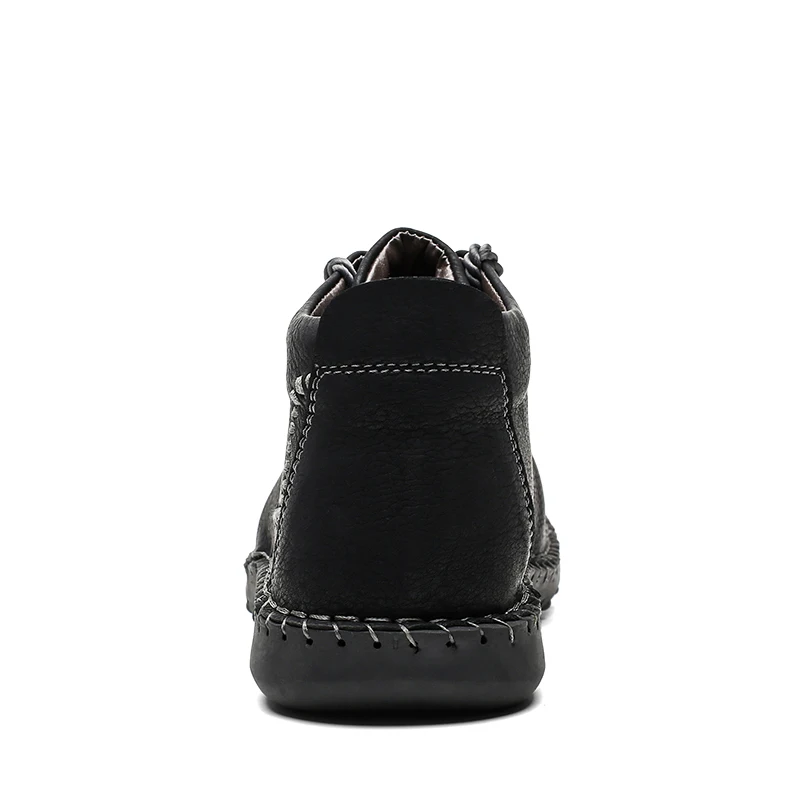 Мужские повседневные ботинки JUNJARM коричневые теплые из натуральной кожи на