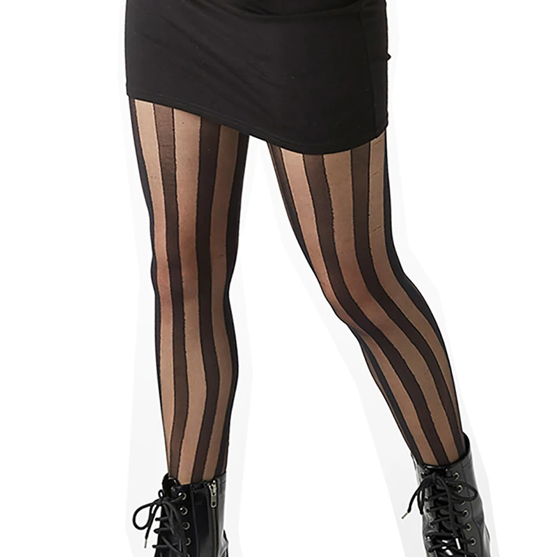 Женские колготки из нейлона тонкие широкие прозрачные с вертикальными полосками