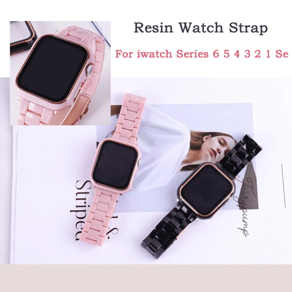 

Case + Strap For Apple Watch Band 44mm 40mm Watchband 42mm 38mm Belt Resin Bracelet For Correa Apple Watch Series 6 5 4 Se 3 2 1