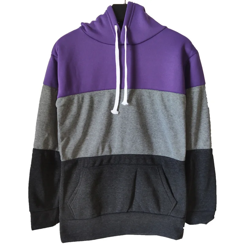 

Autumn And Winter Plush Long Sleeve Hoodie Splicing Loose Top Women's Solid Color Clothing