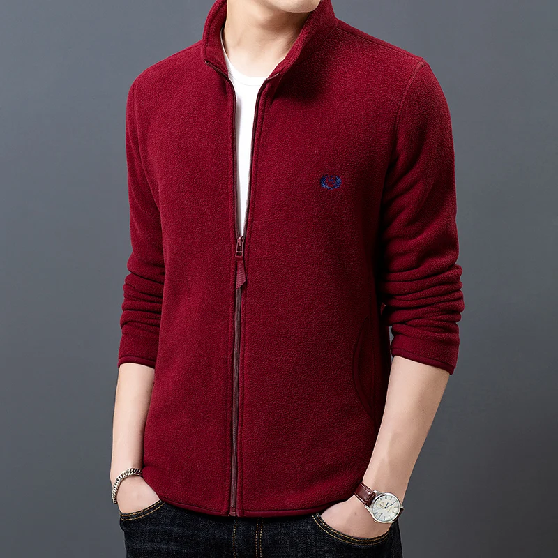 Men's Wool Jacket Velvet Windbreaker Fleece Jacket Men Autumn and Winter Warm Jacket Slim Casual Jacket Men Clothing Parka Men