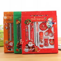 1 set christmas stationery set christmas gift students penpencileraserrulersharpener stationary office school supplies