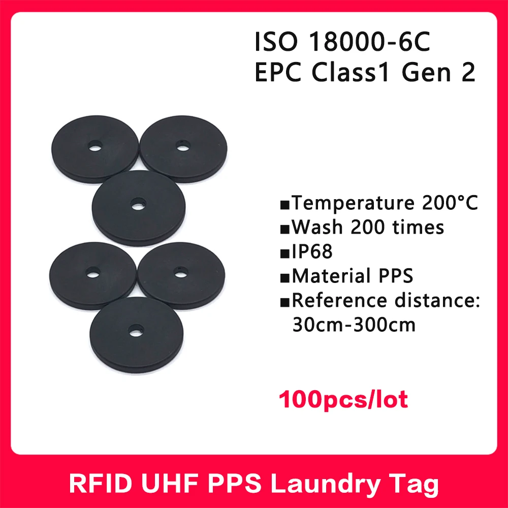 RFID UHF Laundry Tag 860-960MHz High Temperature Resistant PPS-button RFID Tag Smart Alien Card ISO 18000-6C 100pcs Good Quality