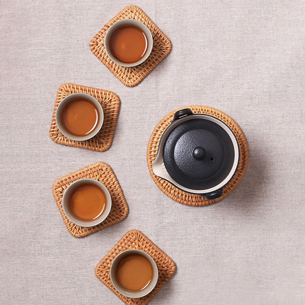 1 шт. круглые подставки из натурального ротанга подставка для чаши изоляционные