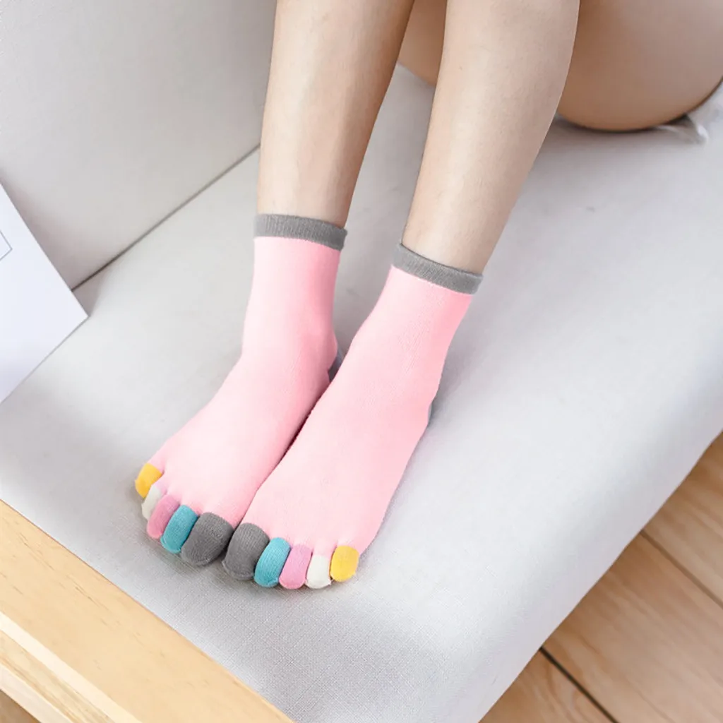 

5 Pairs Of Toe Socks Colorful Patchwork Socks Women Men Cotton Five Finger Breathable Soft Short Hosiery For Girls Streetwear