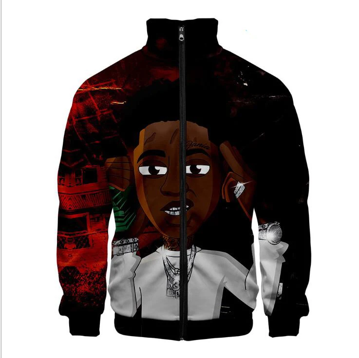 

Rap Youngboy Never Broke Again 3D Men's Jacket Slim Stand Collar Zipper Jacket Male Tracksuits Streetwear Hip Hop Hoodie