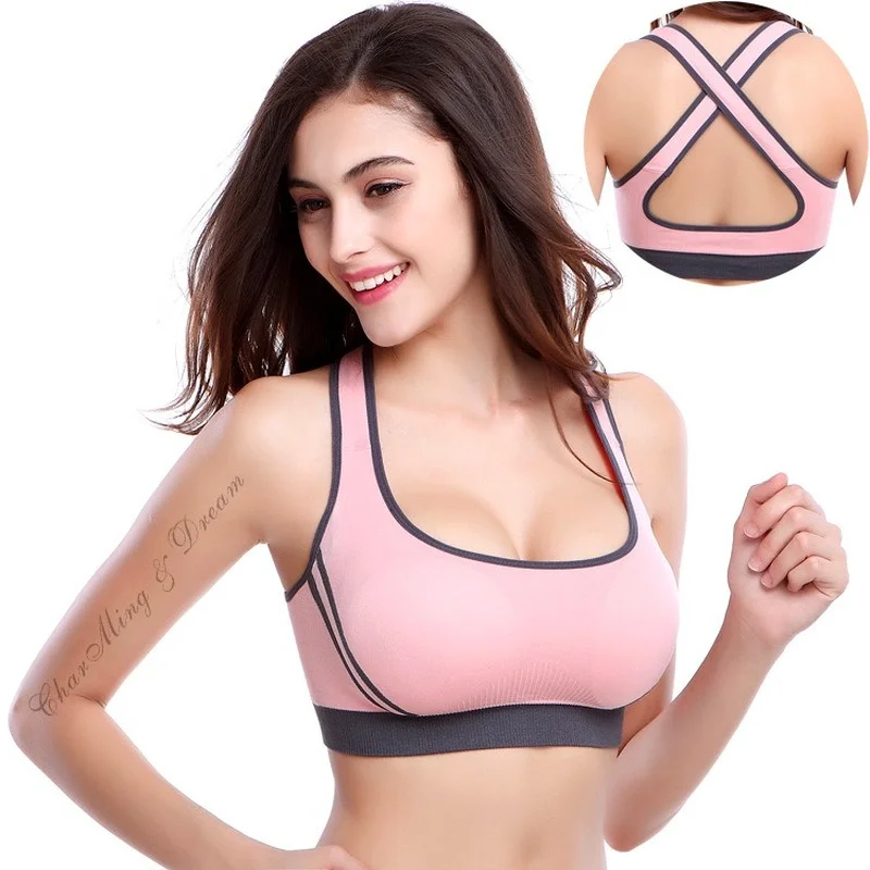 

Large size no steel ring cross beautiful back sports underwear seamless gathering shockproof yoga sleep running bra