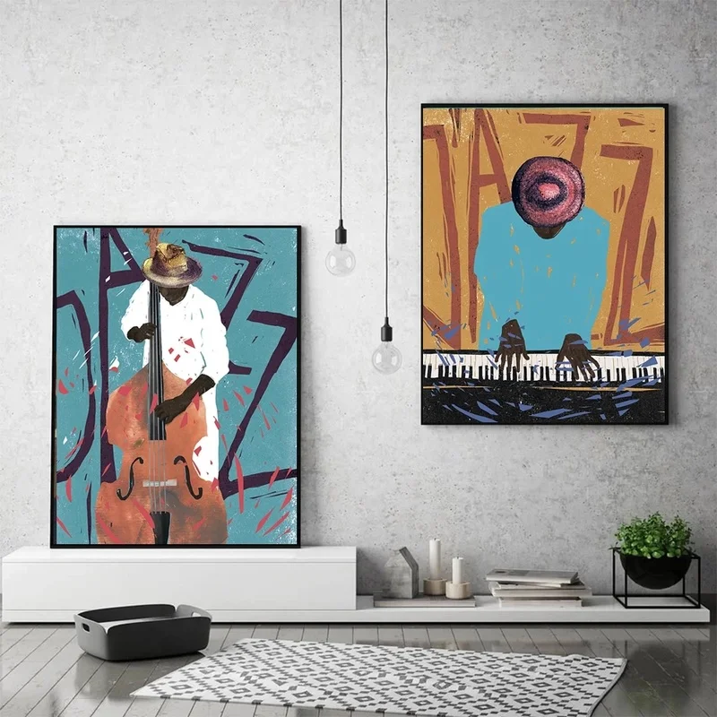 

Nordic Abstract Graffiti Music Modern Jazz Prints Posters Gift for Musician Canvas Painting Wall Art Pictures Living Room Decor