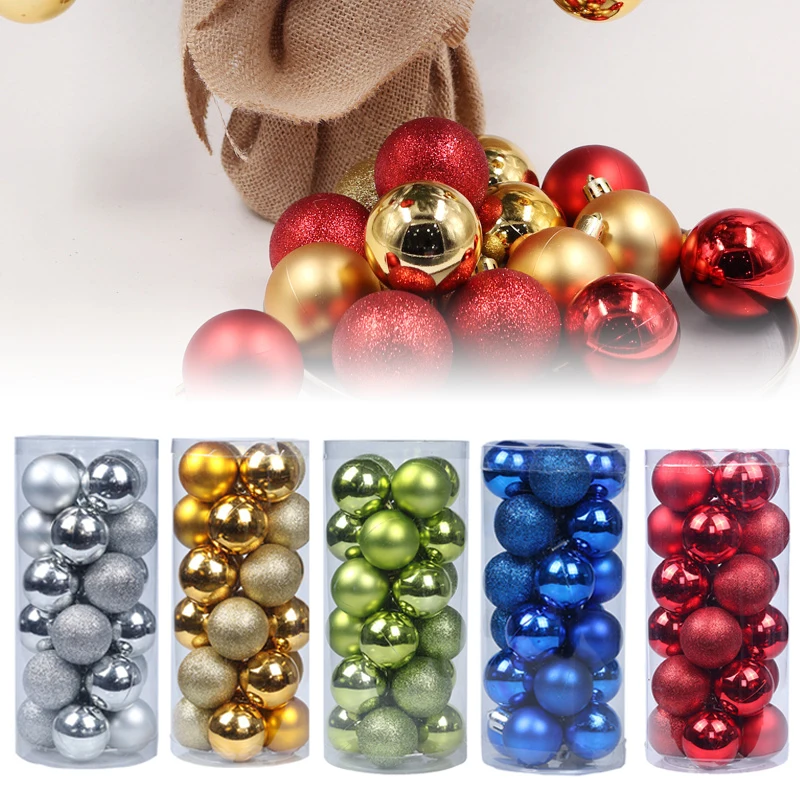 24Pcs 3cm Christmas Balls Glitter Tree Ornaments Hanging Decorations for Xmas Party Ball 116/5000 24 шт. 3 см рождественские