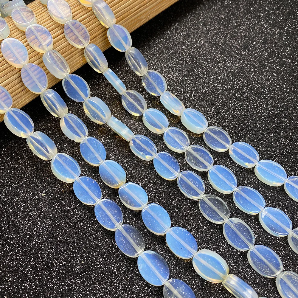 

Овальные бусины с белым опалом, 20 нитей, 10x14x5 мм