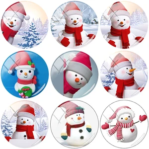 TAFREE Новый Зимний Рождественский Снеговик 12 мм18 мм20 мм25 мм круглый фото стекло кабошон демонстрационная фурнитура с плоским основанием TQ308