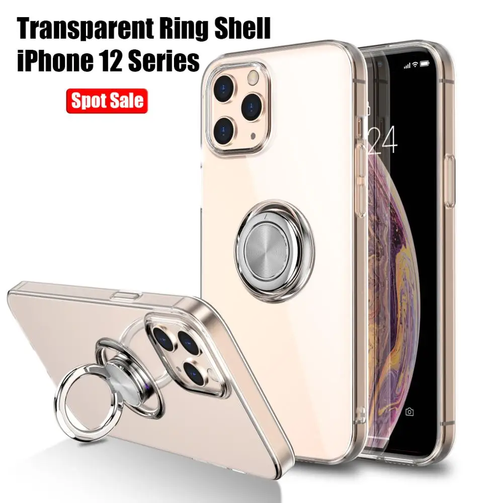 С кольцом подставкой мягкие прозрачные чехлы для iPhone 12 11 Pro Max чехол телефона 6 7 8