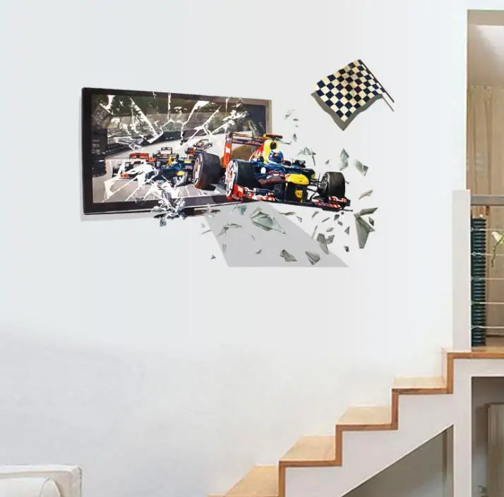 Художественная роспись своими руками Съемная Настенная Наклейка гонки из