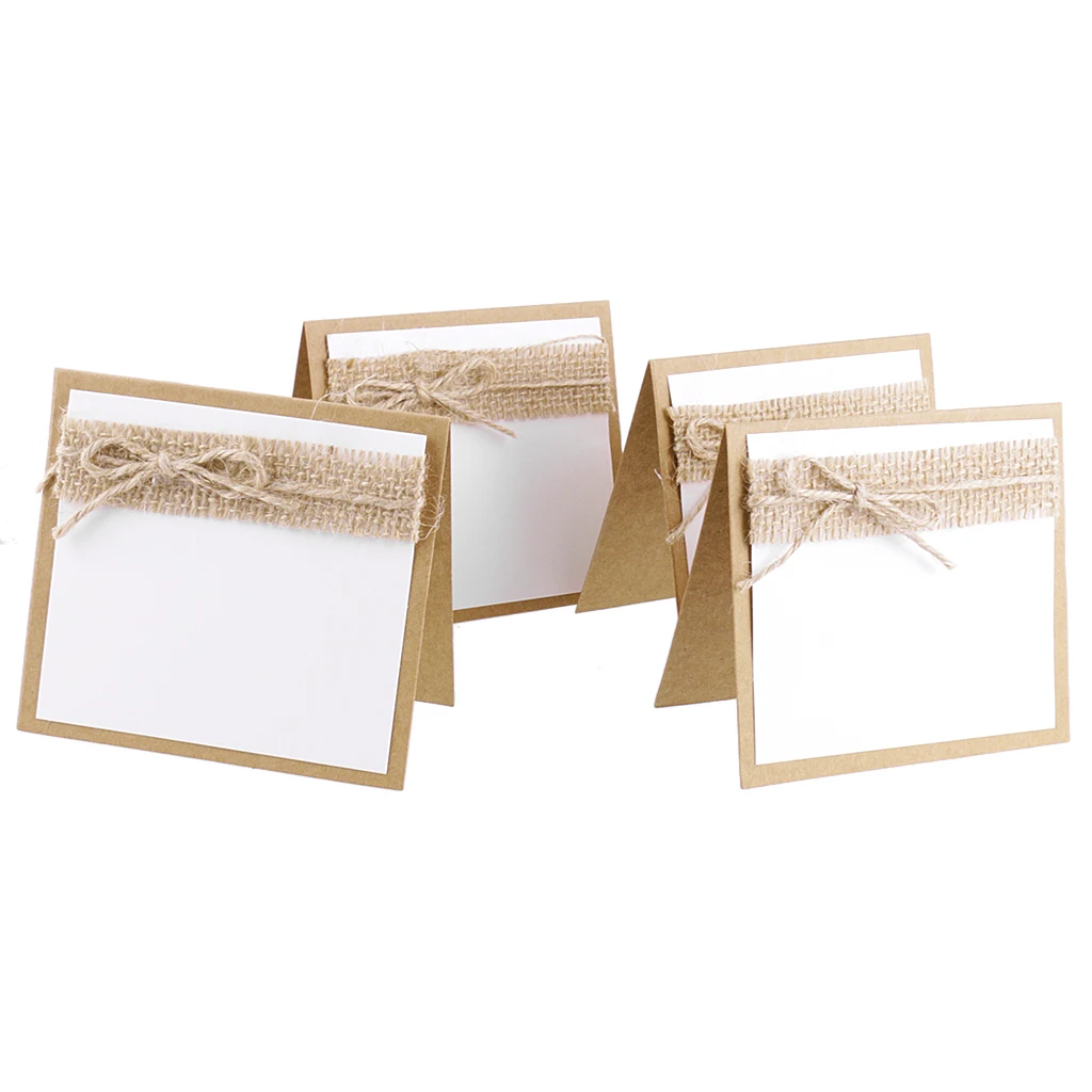 10 белых и коричневых винтажных свадебвечерние гостей имя место карточный стол |