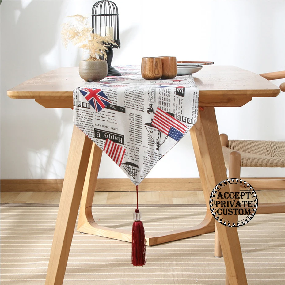 Креативная американская газета прямоугольный стол бегуны для дома Обеденный