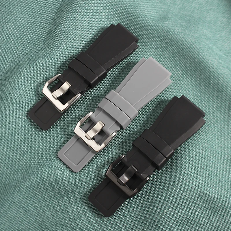 

Rubber 24mm Strap Band Black Buckle For Bell Ross Watch BR 01 03 BR01 BR03