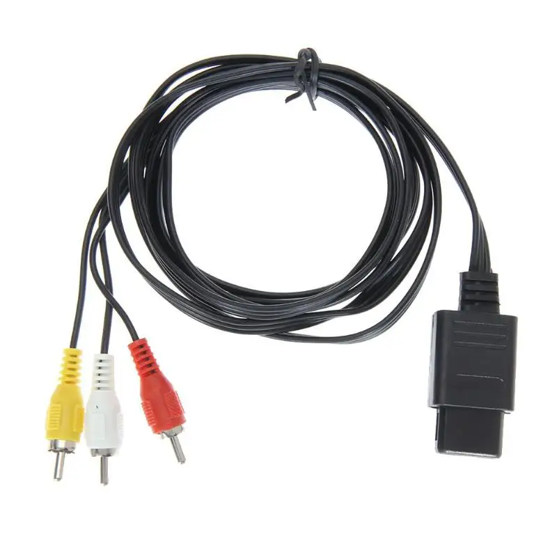 Портативный 1 8 м 6 футов AV TV RCA игровой видеокабель шнур для Snes Nintendo 64 N64 черный
