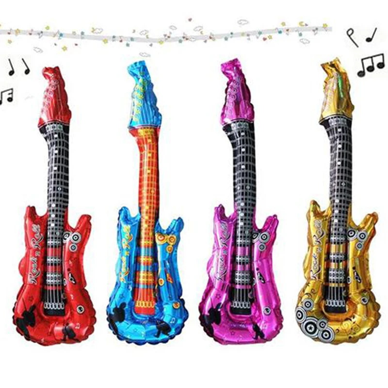 Мультяшный гитарный надувной воздушный шар для украшения дня рождения музыки