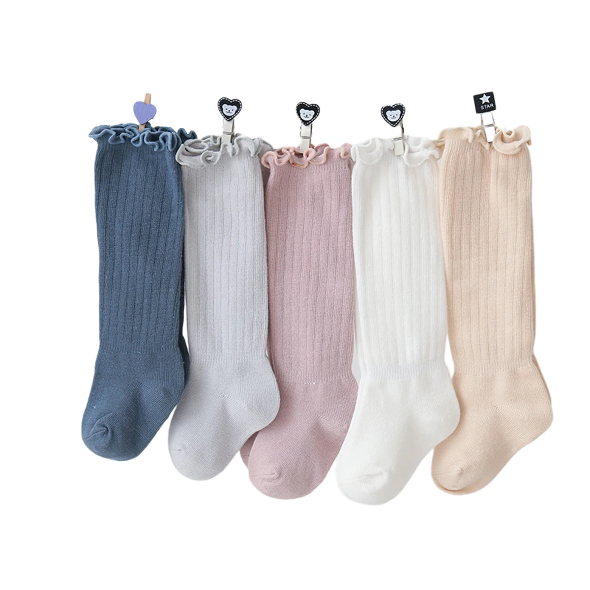

Newborn Infant Baby Unisex Thigh High Stocking Kids Solid Color Crimp Socks Spring Autumn Casual Stocking 0-3T