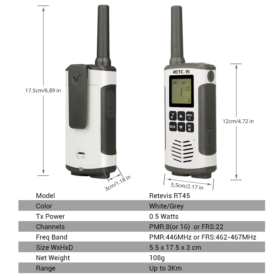 Retevis RT45 PMR радио мини PMR рация 2 шт 0,5 Вт PMR446 PMR 446 FRS двухсторонняя радио Кемпинг/Туризм/путешествия рация