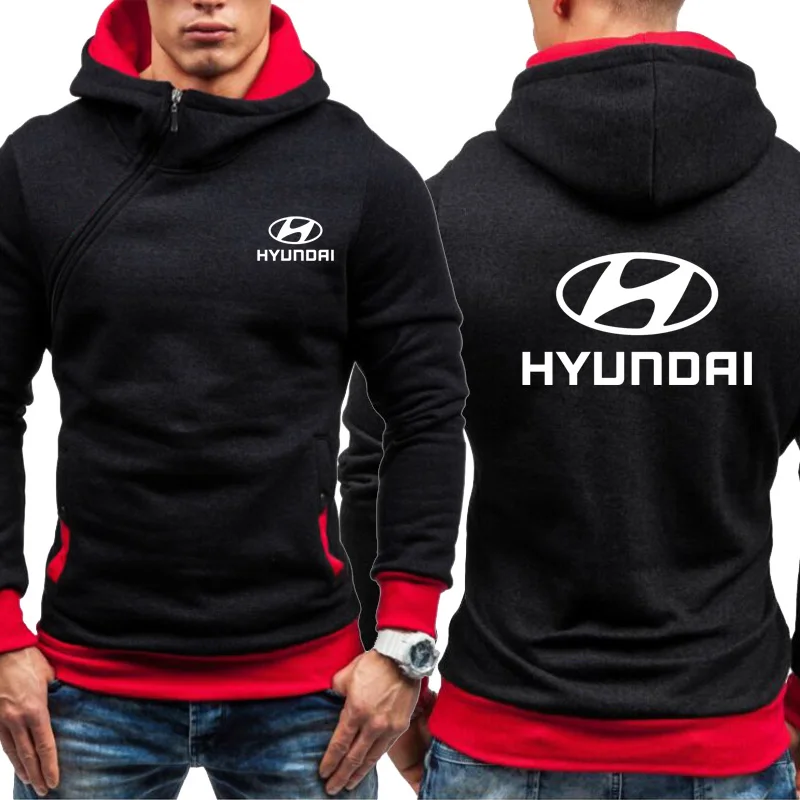 2021 NEW Hyundai Car Logo Print Casual HipHop Harajuku Long Sleeve Fleece warm Hooded Sweatshirts Mens zipper jacket