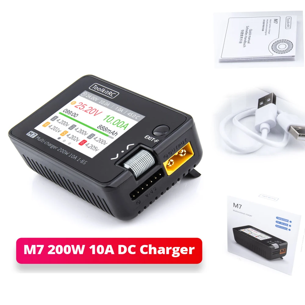 В наличии ToolkitRC M7 200W баланс Зарядное устройство Dis для детей 1 6S Lipo Батарея с