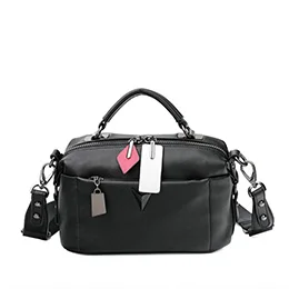 black shoulder bag Натуральная кожа черный сумка женская через плечо Роскошный бренд бостонская сумка верхняя ручка дизайнер женские сумки высокого качества - Цвет: black shoulder bag