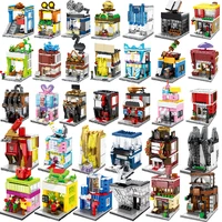 architecture street view building blocks store shop house model diy mini bricks christmas gift toys for children