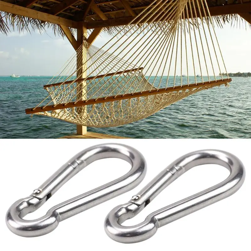 2pcs Stainless Steel Spring Snap Hook Carabiner Clips for Hammock Hiking Camping | Обустройство дома
