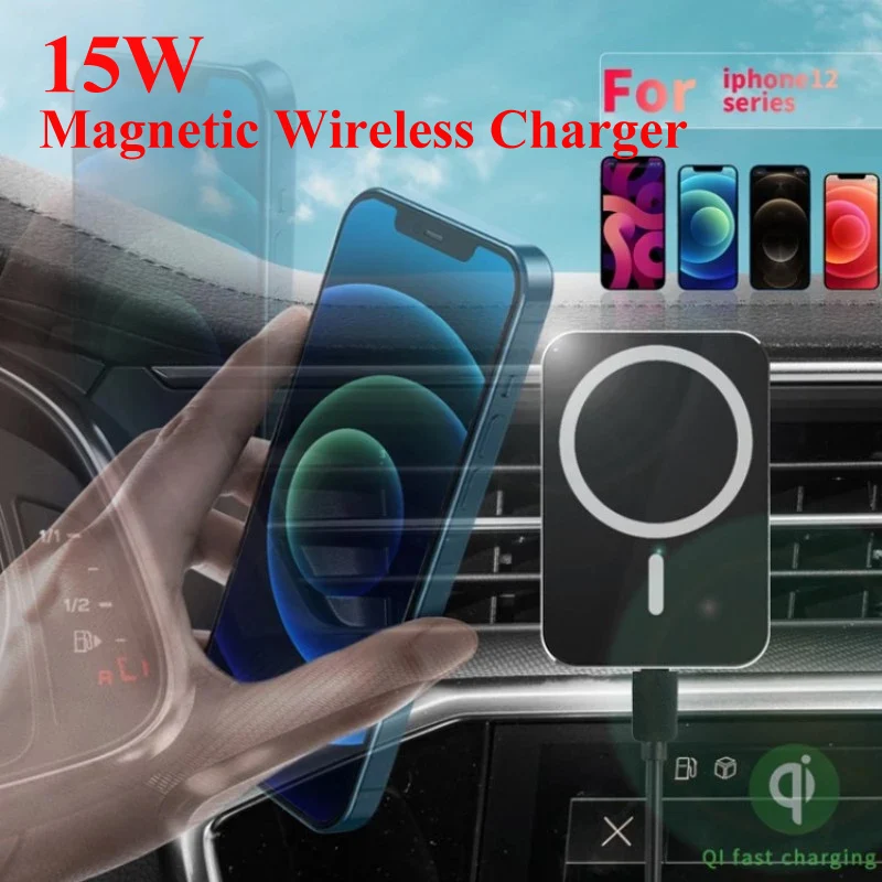 

Magnetic Wireless Car Charger with QC 3.0 Car Adapter 15W Qi Magnetic Phone Car Mount Holder Charger for iPhone 12 Pro max Mini