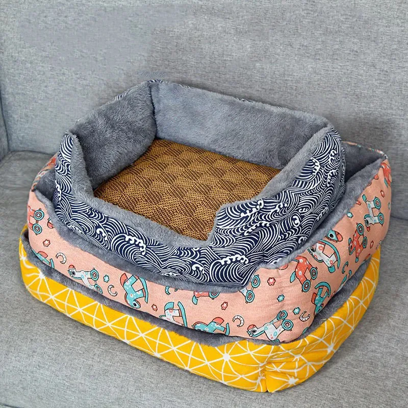 

2021 Summer Cooling Dog Bed Sofa Pet Kennel Ice Silk Pet Cushion Puppy Cold Sleeping Nest Cool Pennel For Cat Dog