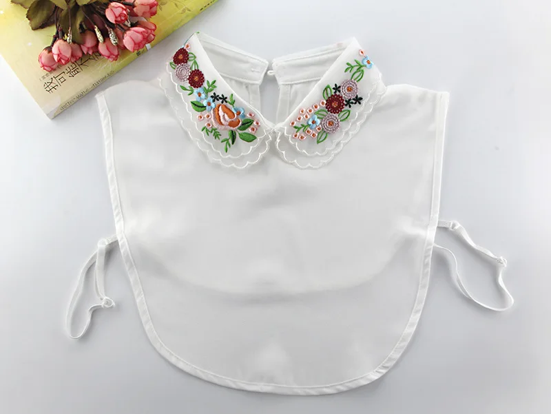 Linbaiway женская рубашка с вышивкой искусственный воротник съемная блузка из