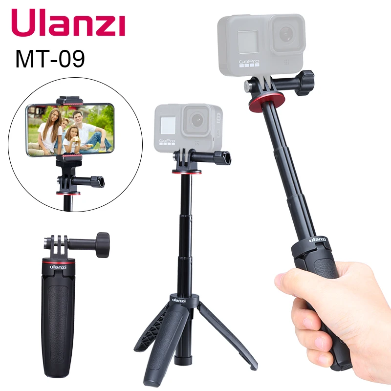 

Ulanzi Updated MT-09 MT-31 Extend Gopro Vlog Tripod Mini Portable Tripod for Gopro Hero 10 9 8 7 6 Black DJI Osmo Action Camera
