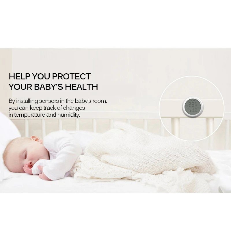 

ZigBee Smart Home Temperature And Humidity Sensor With LED Screen Works For Amazon Google Home Assistant