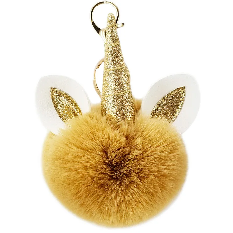 Милый Pu золотой порошок единороги брелки шарик помпон ручной работы орнамент
