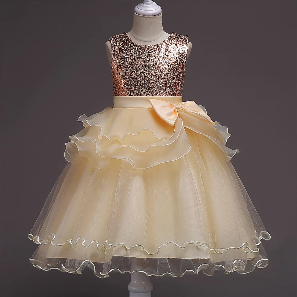 Evening Party Elegant Dresses for Girls Flower Girl Teenage Sequins Tulle Wedding Gowns Christmas Clothing | Детская одежда и