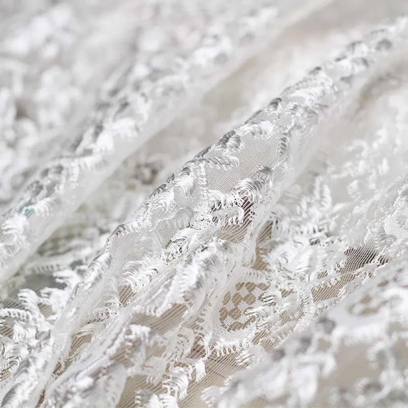 Перламутровые шелковые белые стерео вышитые кружевные ткани хлопок полиэфирные