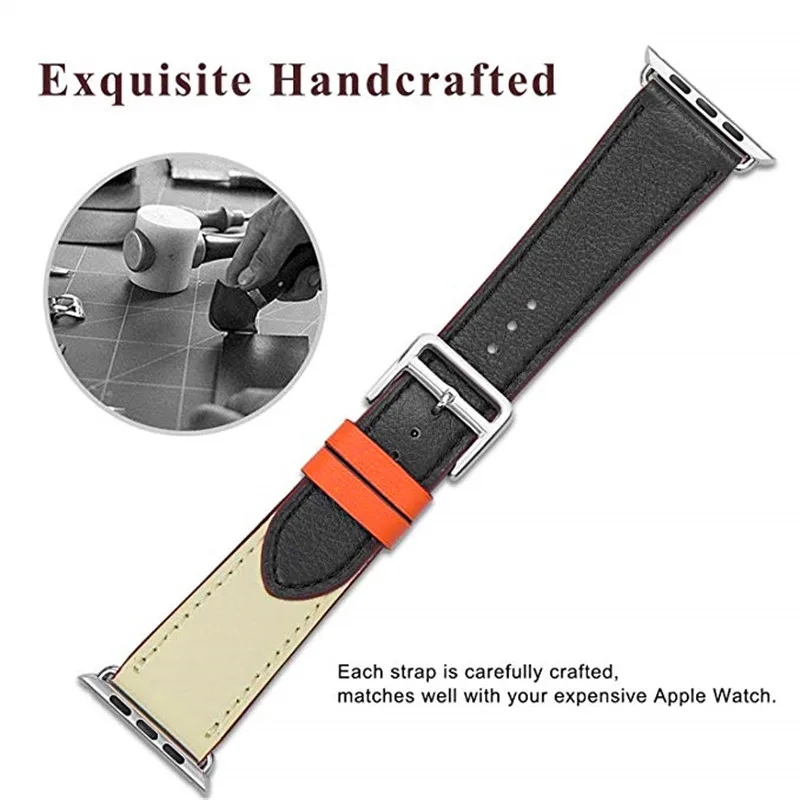 Натуральная кожа двойной Цвет модный ремешок для наручных часов Apple Watch версии