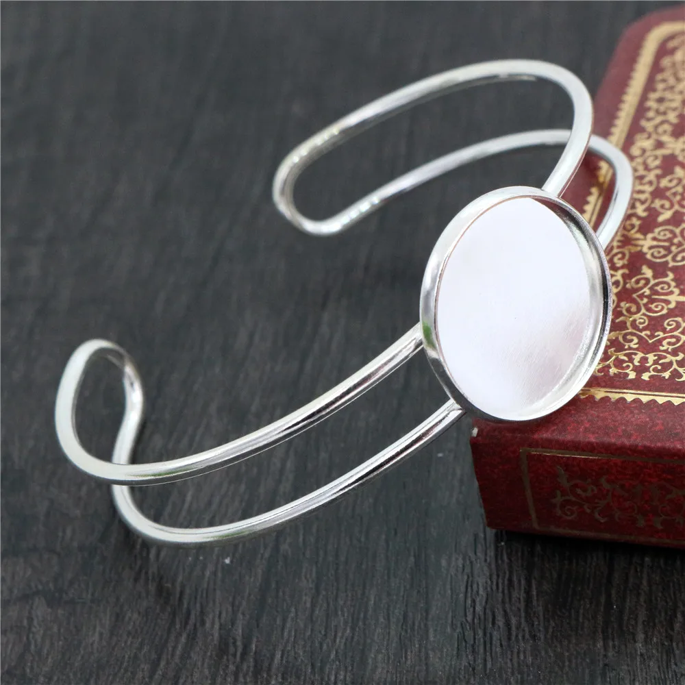 Высокое качество 20 мм Яркий посеребренный Браслет База пустые результаты лоток